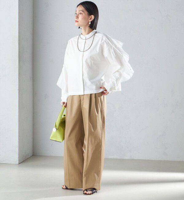 SHIPS for women「〈手洗い可能〉近江晒 タイプライター ラッフル ブラウス 24SS ◇」|シャツ・ブラウス|