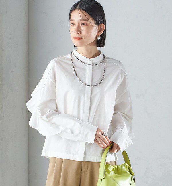 SHIPS for women「〈手洗い可能〉近江晒 タイプライター ラッフル ブラウス 24SS ◇」|シャツ・ブラウス|