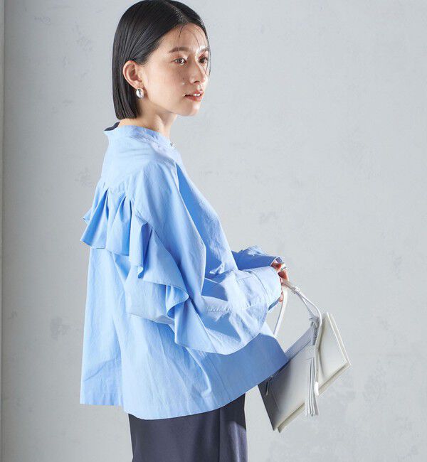 SHIPS for women「〈手洗い可能〉近江晒 タイプライター ラッフル ブラウス 24SS ◇」|シャツ・ブラウス|