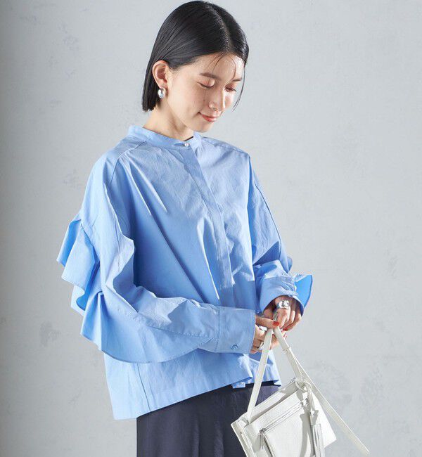 SHIPS for women「〈手洗い可能〉近江晒 タイプライター ラッフル ブラウス 24SS ◇」|シャツ・ブラウス|