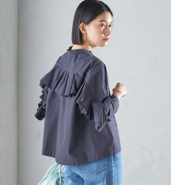 SHIPS for women「〈手洗い可能〉近江晒 タイプライター ラッフル ブラウス 24SS ◇」|シャツ・ブラウス|