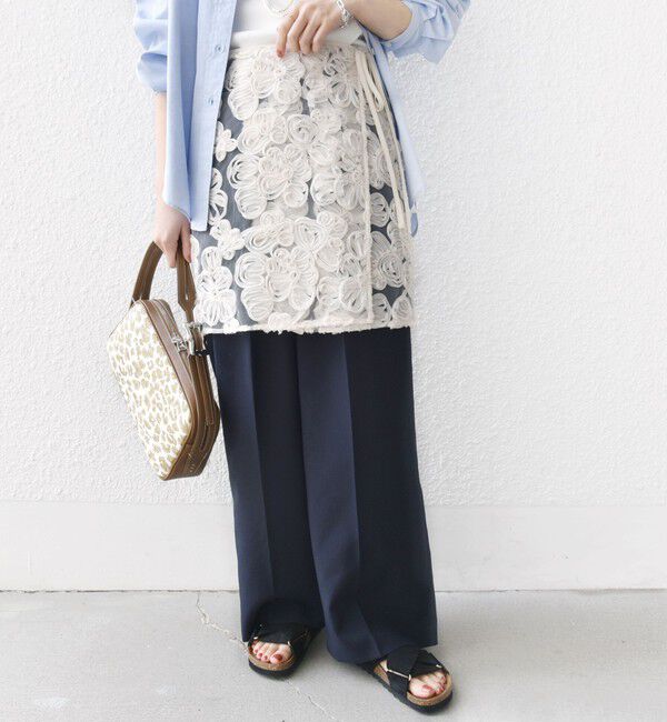 SHIPS for women「《予約》〈手洗い可能〉フラワー 刺繍 チュール ラップ スカート」|スカート|