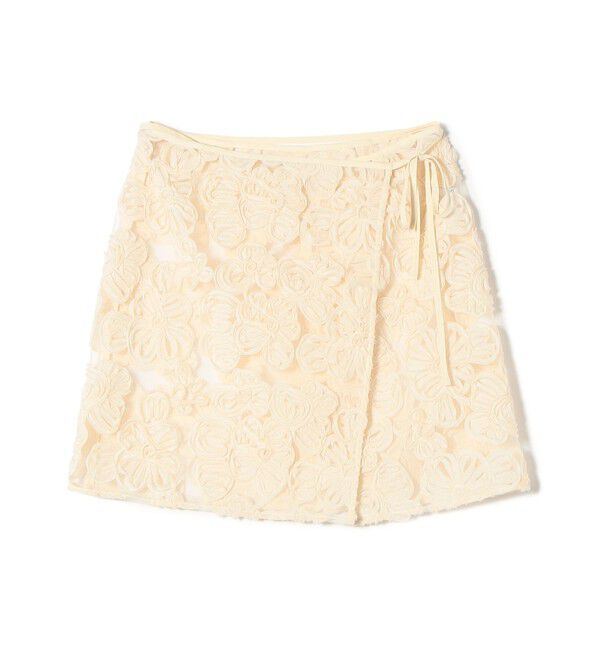 SHIPS for women「《予約》〈手洗い可能〉フラワー 刺繍 チュール ラップ スカート」|スカート|