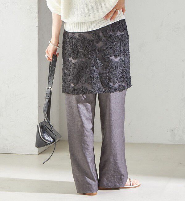 SHIPS for women「《予約》〈手洗い可能〉フラワー 刺繍 チュール ラップ スカート」|スカート|