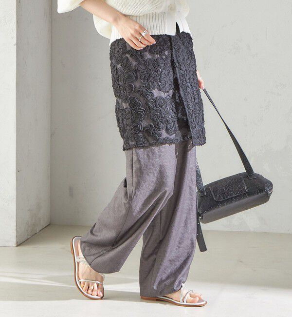 SHIPS for women「《予約》〈手洗い可能〉フラワー 刺繍 チュール ラップ スカート」|スカート|