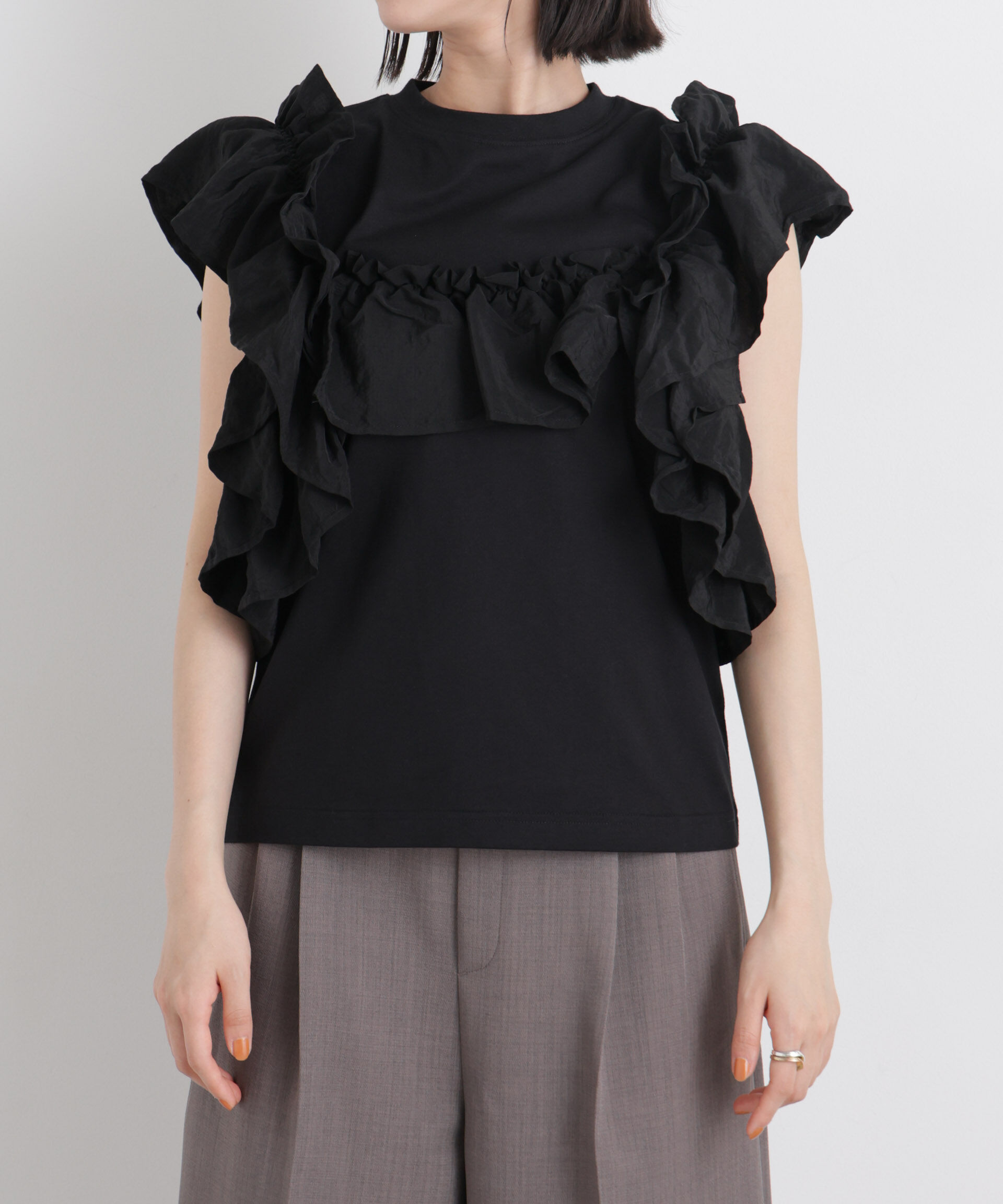 nano･universe「3wayデザインフリルコンビカットトップス」|Tシャツ・カットソー|