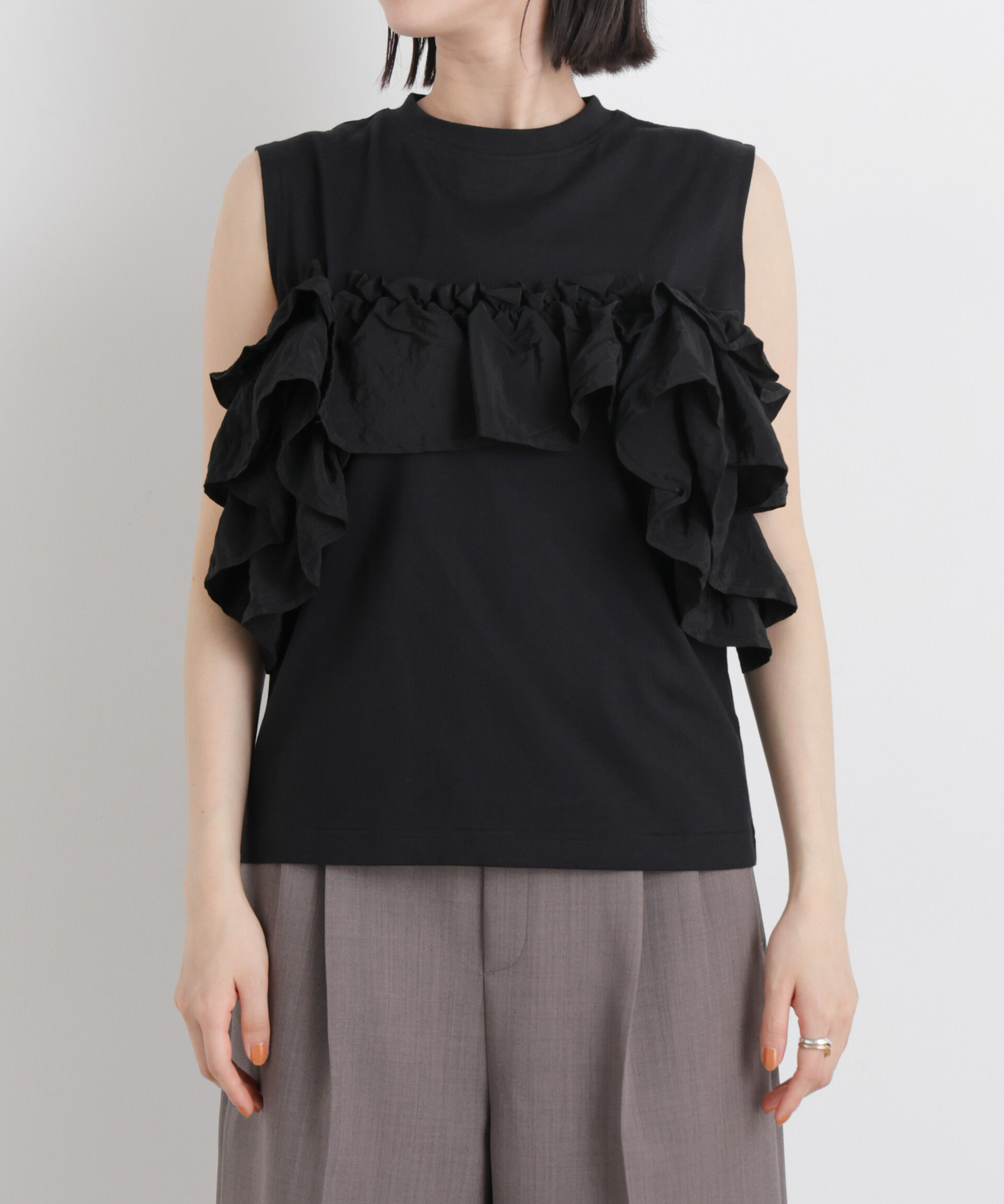 nano･universe「3wayデザインフリルコンビカットトップス」|Tシャツ・カットソー|