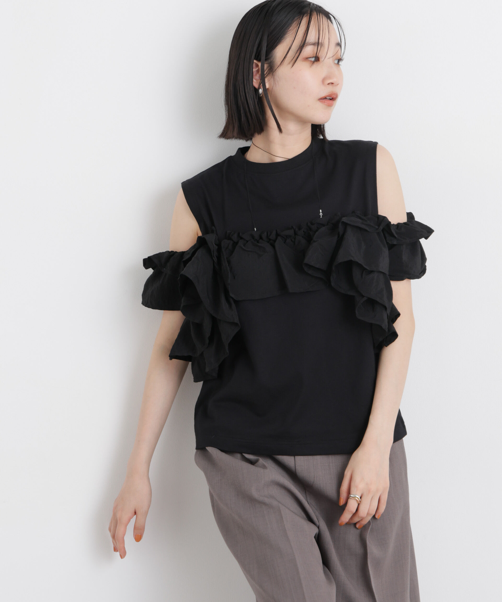 nano･universe「3wayデザインフリルコンビカットトップス」|Tシャツ・カットソー|