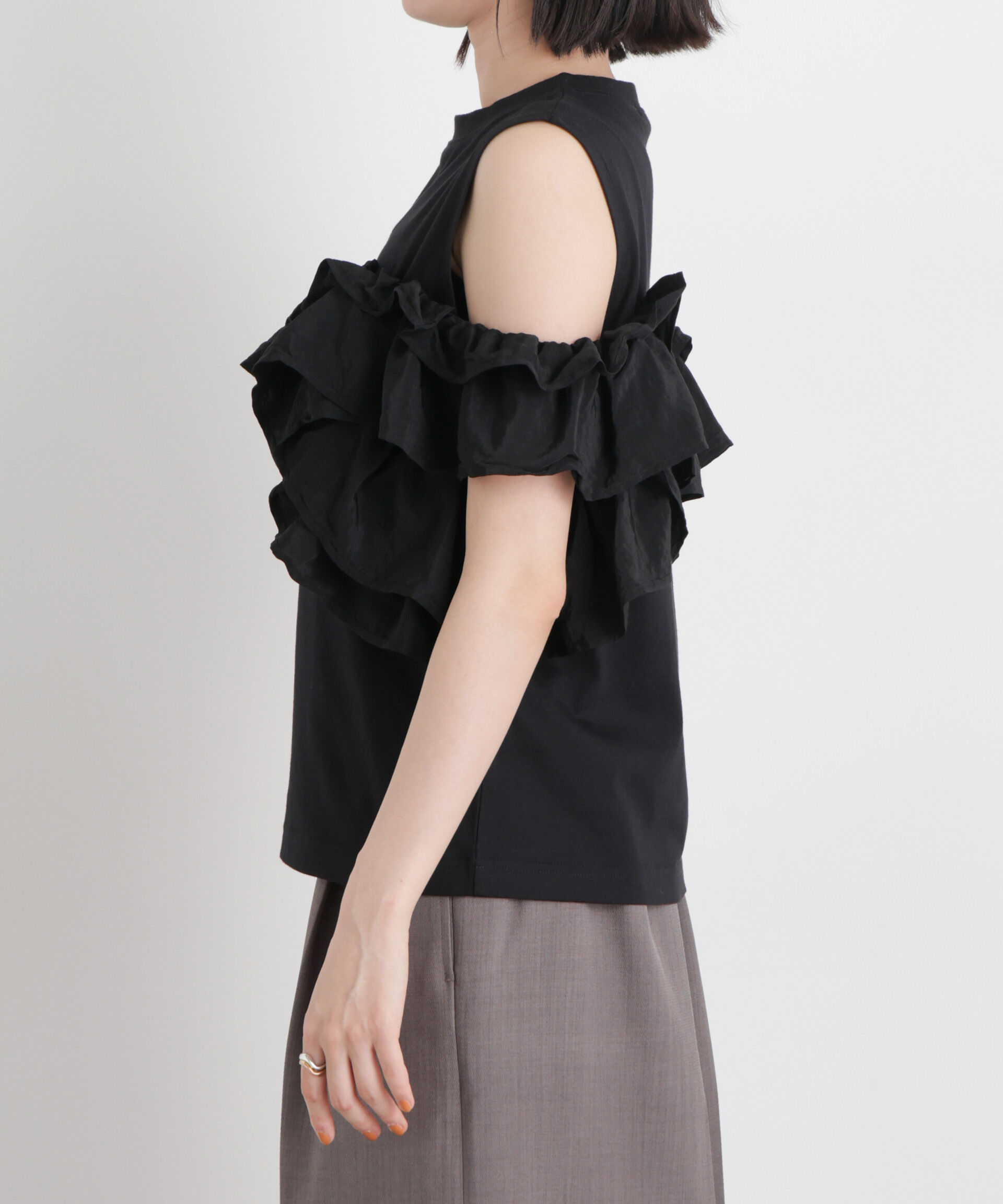 nano･universe「3wayデザインフリルコンビカットトップス」|Tシャツ・カットソー|