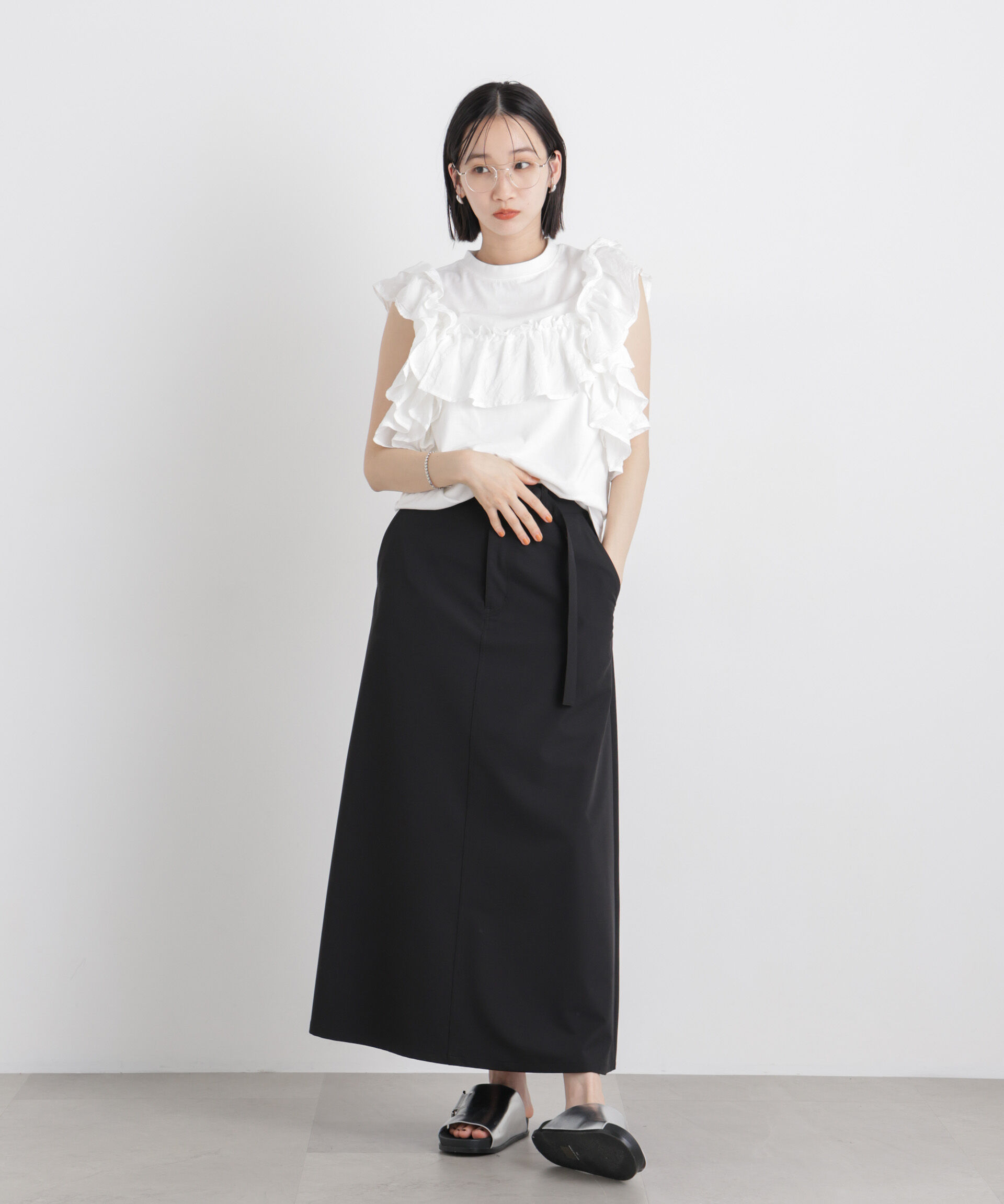 nano･universe「3wayデザインフリルコンビカットトップス」|Tシャツ・カットソー|