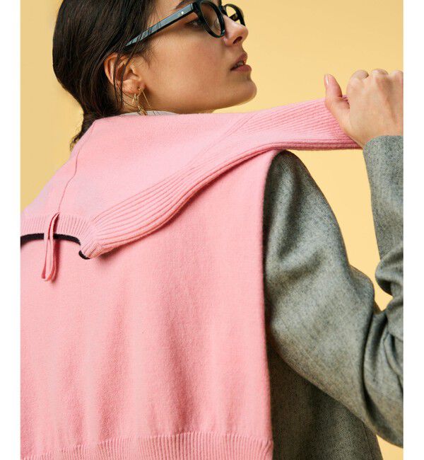 BEIGE,「【洗える】POMPE / ウールカシミヤ配色リブクルーネック」|ニット・セーター|