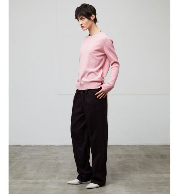 BEIGE,「【洗える】POMPE / ウールカシミヤ配色リブクルーネック」|ニット・セーター|