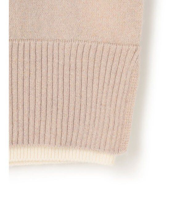 BEIGE,「【洗える】POMPE / ウールカシミヤ配色リブクルーネック」|ニット・セーター|