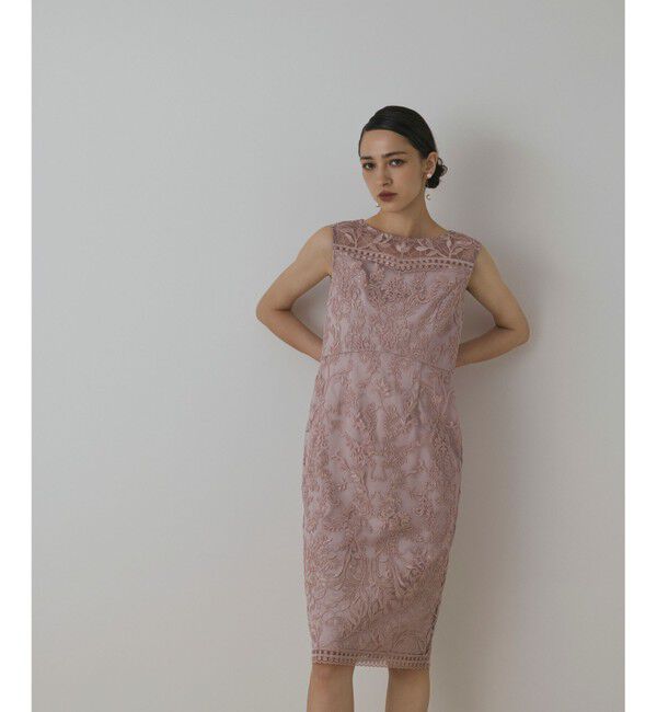 GRACE CONTINENTAL「コ－ド刺繍タイトドレス」|ドレス|