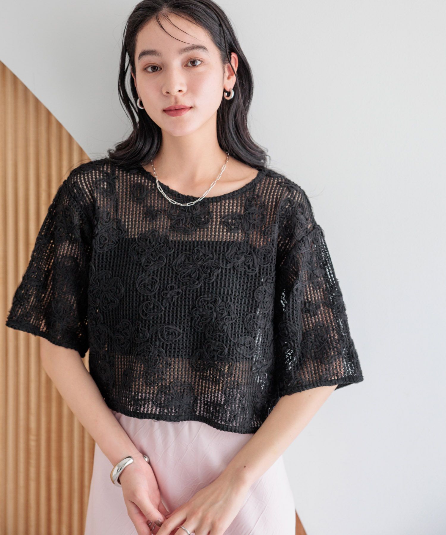 LOWRYS FARM「３Ｄレース５Ｓ」|Tシャツ・カットソー|