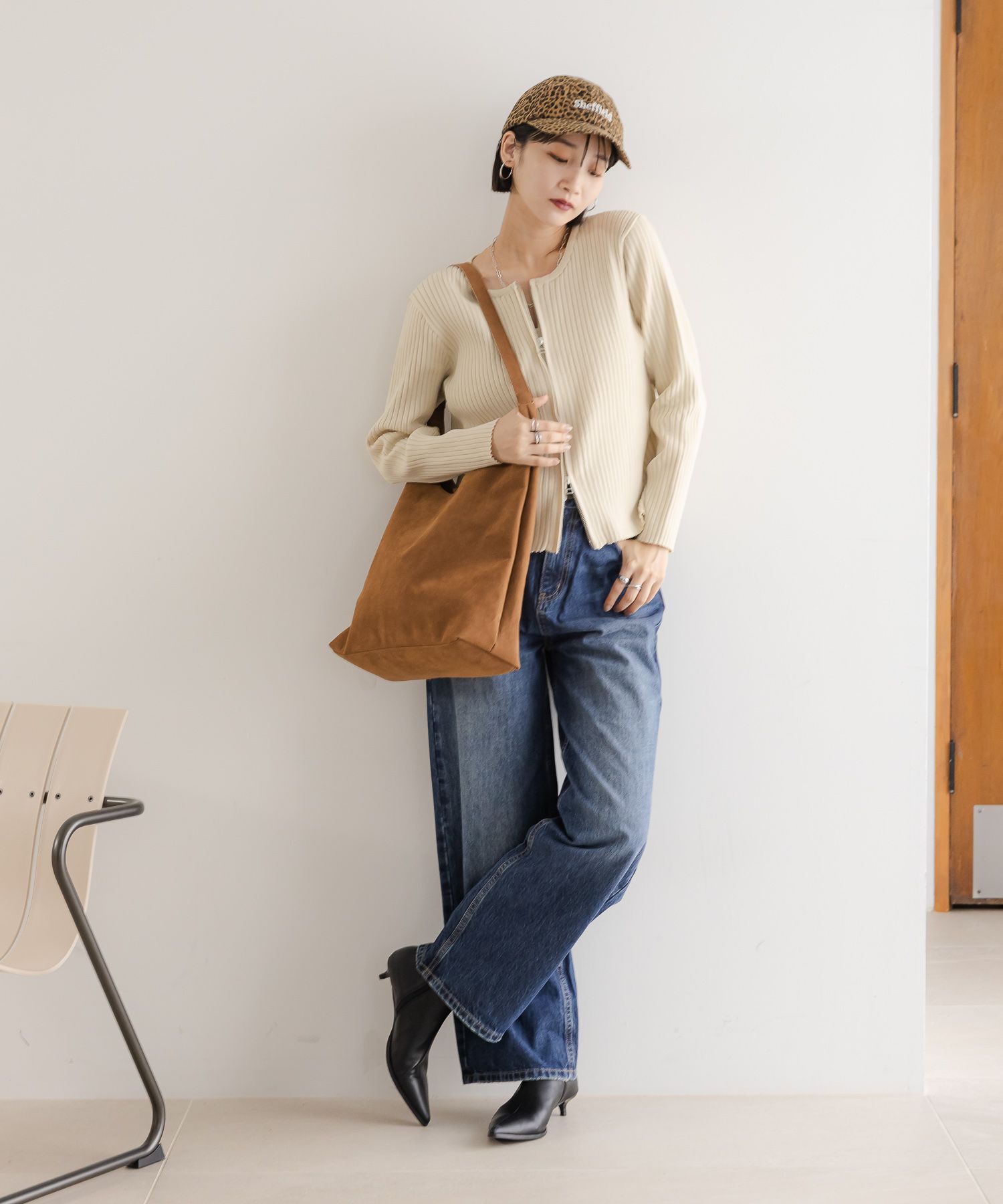 LOWRYS FARM「ＷＺＩＰリブカーディガンＬＳ」|ニット・セーター|