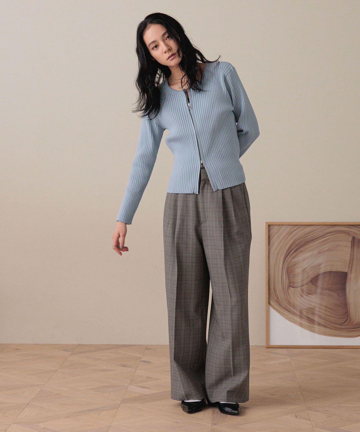 LOWRYS FARM「ＷＺＩＰリブカーディガンＬＳ」|ニット・セーター|