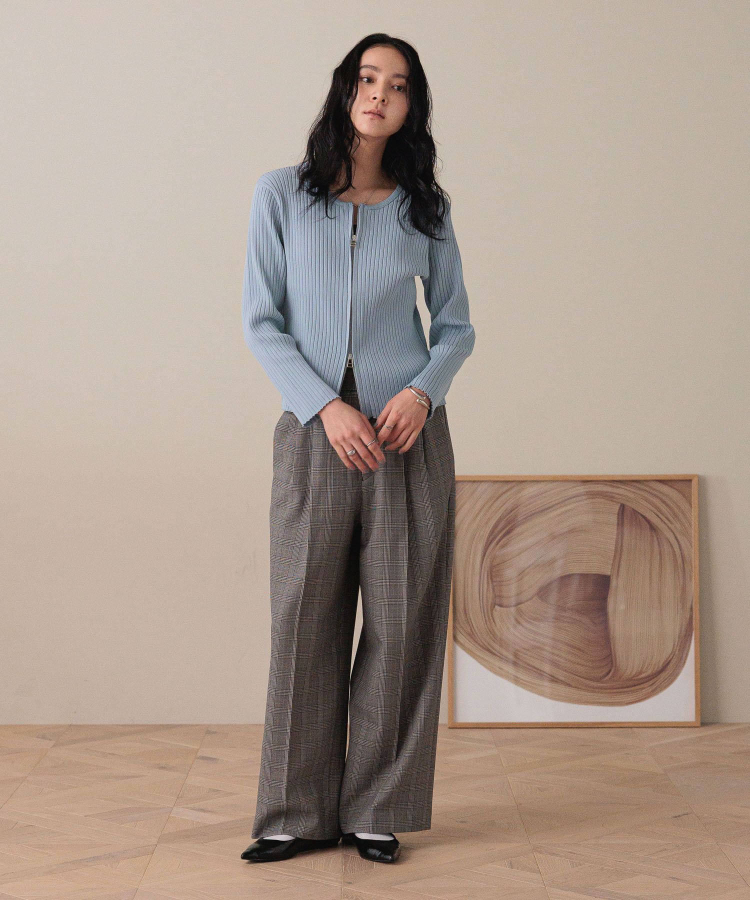 LOWRYS FARM「ＷＺＩＰリブカーディガンＬＳ」|ニット・セーター|