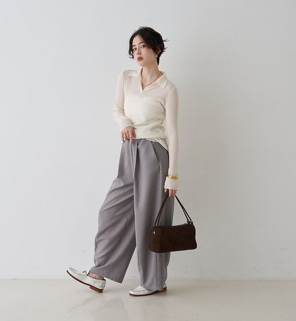 Rouge vif「防縮Wシアーポロリブニット」|ニット・セーター|