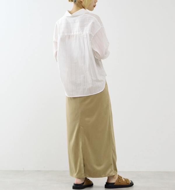 SOFFITTO「オーガニックコットンレースアップストライプブラウス」|シャツ・ブラウス|