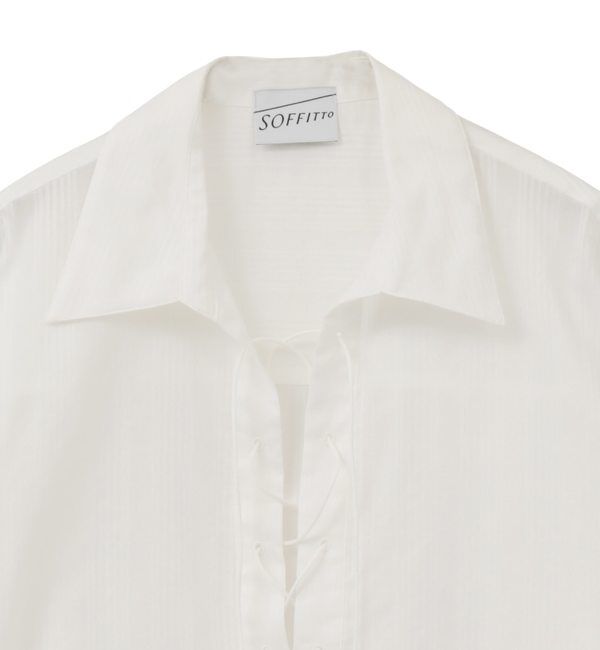 SOFFITTO「オーガニックコットンレースアップストライプブラウス」|シャツ・ブラウス|