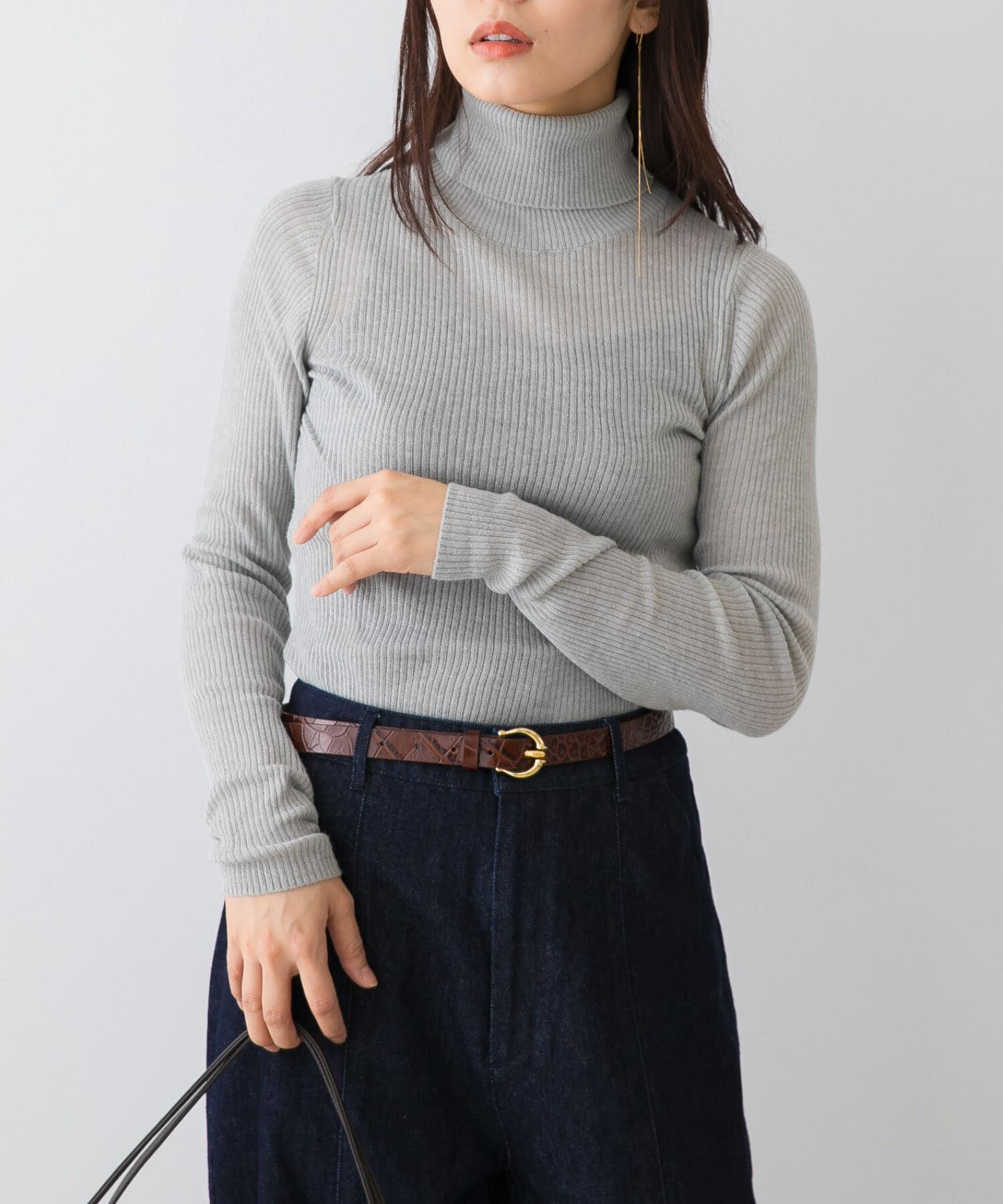 URBAN RESEARCH ROSSO「F by ROSSO　ウォッシャブルシアーリブタートルニット」|ニット・セーター|