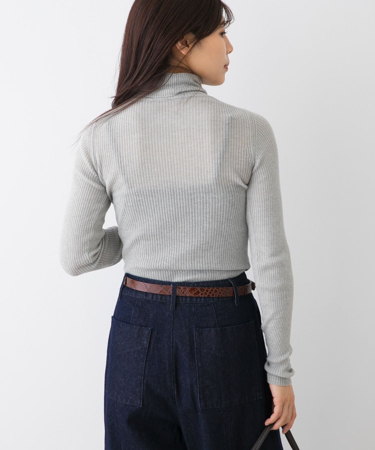 URBAN RESEARCH ROSSO「F by ROSSO　ウォッシャブルシアーリブタートルニット」|ニット・セーター|