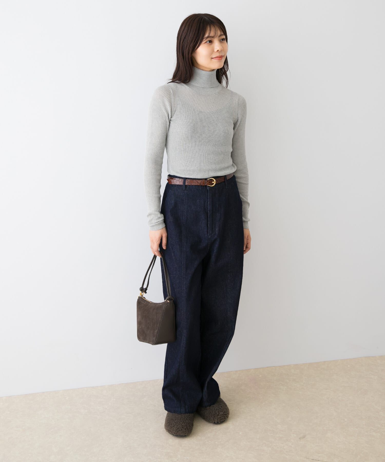 URBAN RESEARCH ROSSO「F by ROSSO　ウォッシャブルシアーリブタートルニット」|ニット・セーター|