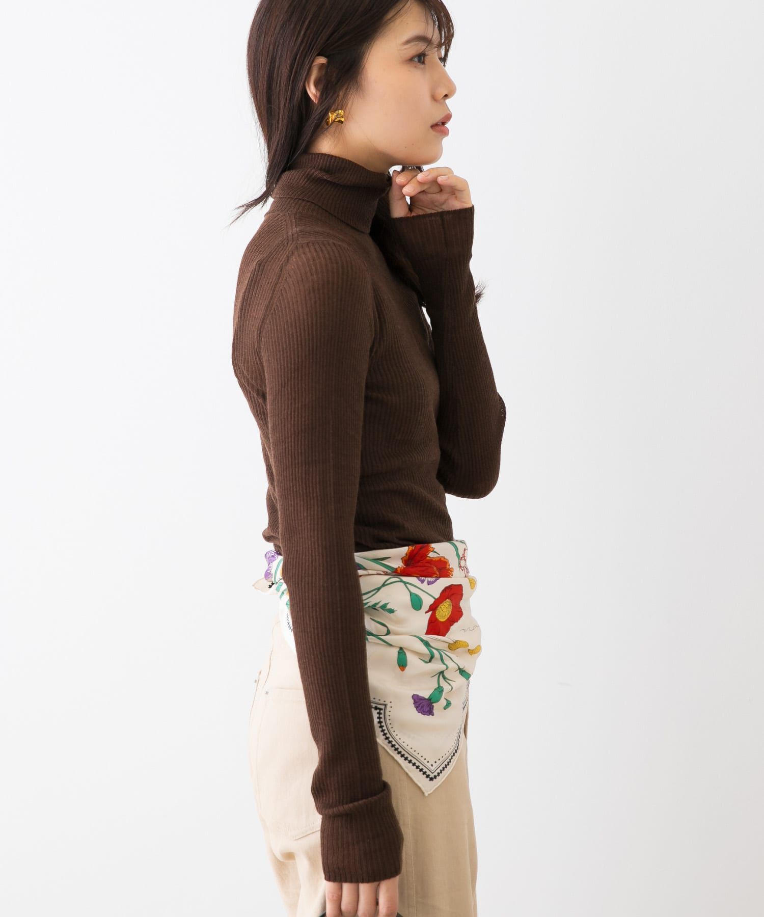 URBAN RESEARCH ROSSO「F by ROSSO　ウォッシャブルシアーリブタートルニット」|ニット・セーター|