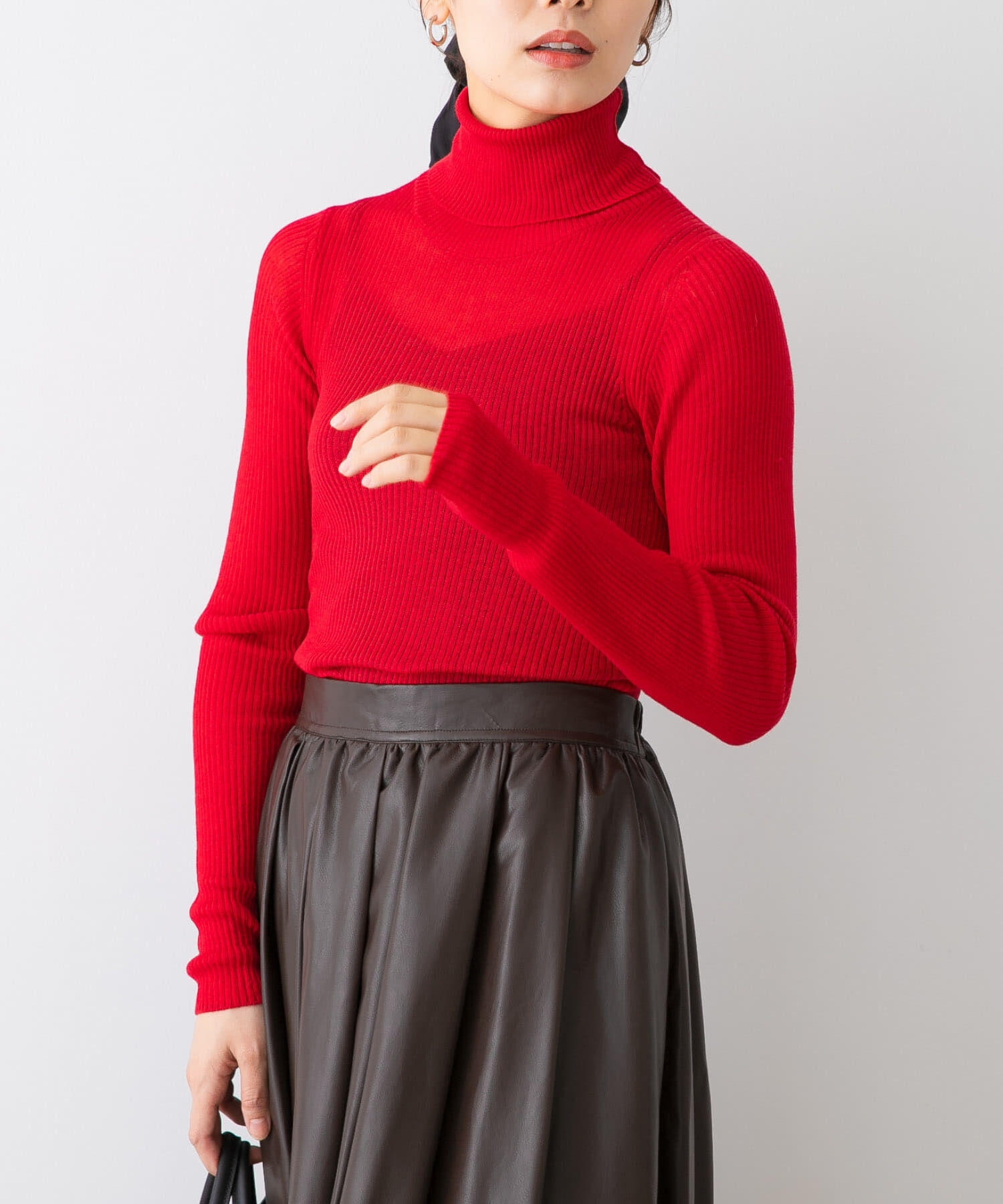 URBAN RESEARCH ROSSO「F by ROSSO　ウォッシャブルシアーリブタートルニット」|ニット・セーター|