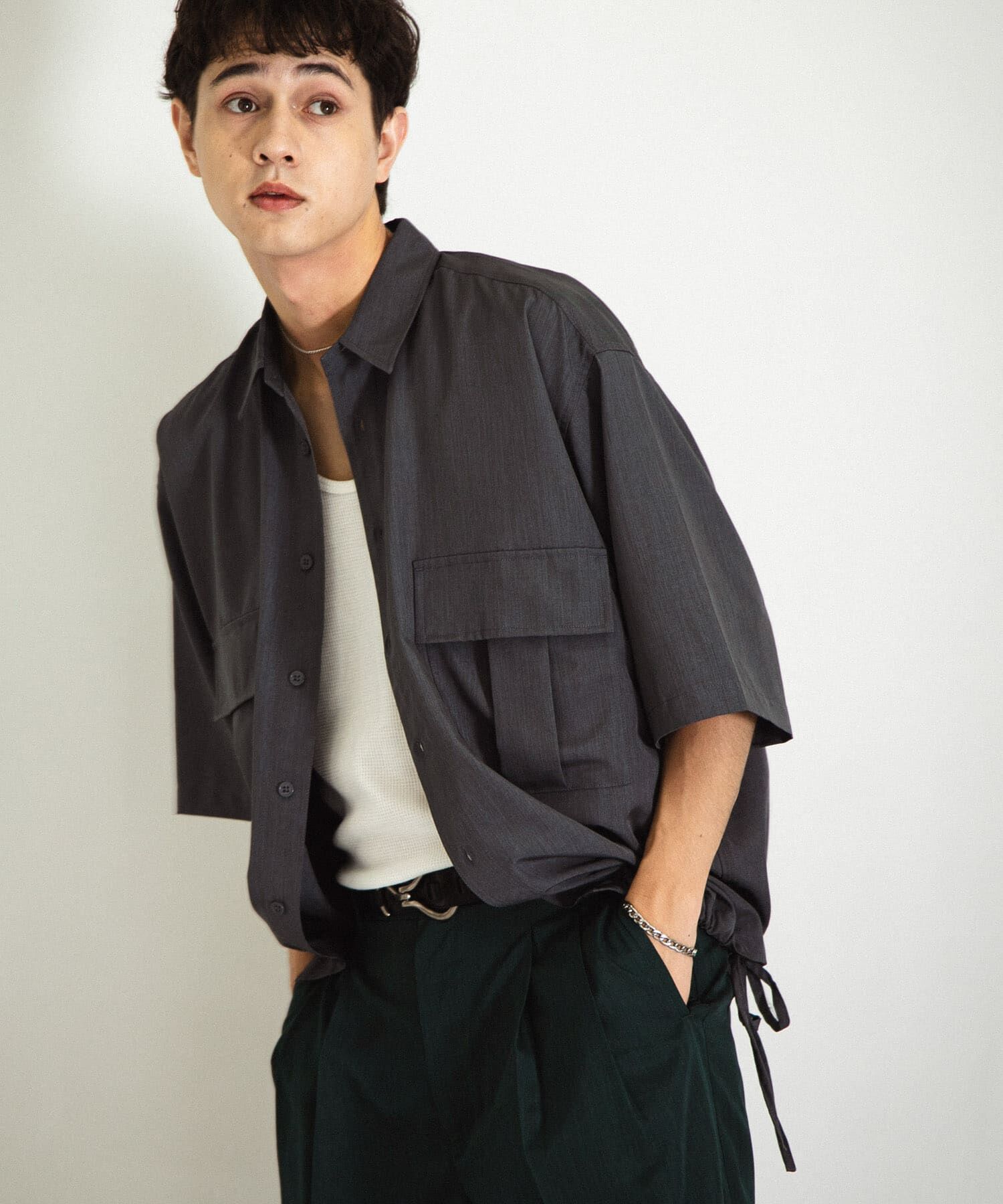 SENSE OF PLACE by URBAN RESEARCH「CPOサイドデザインルーズシャツ」|シャツ・ブラウス|チャコールグレー