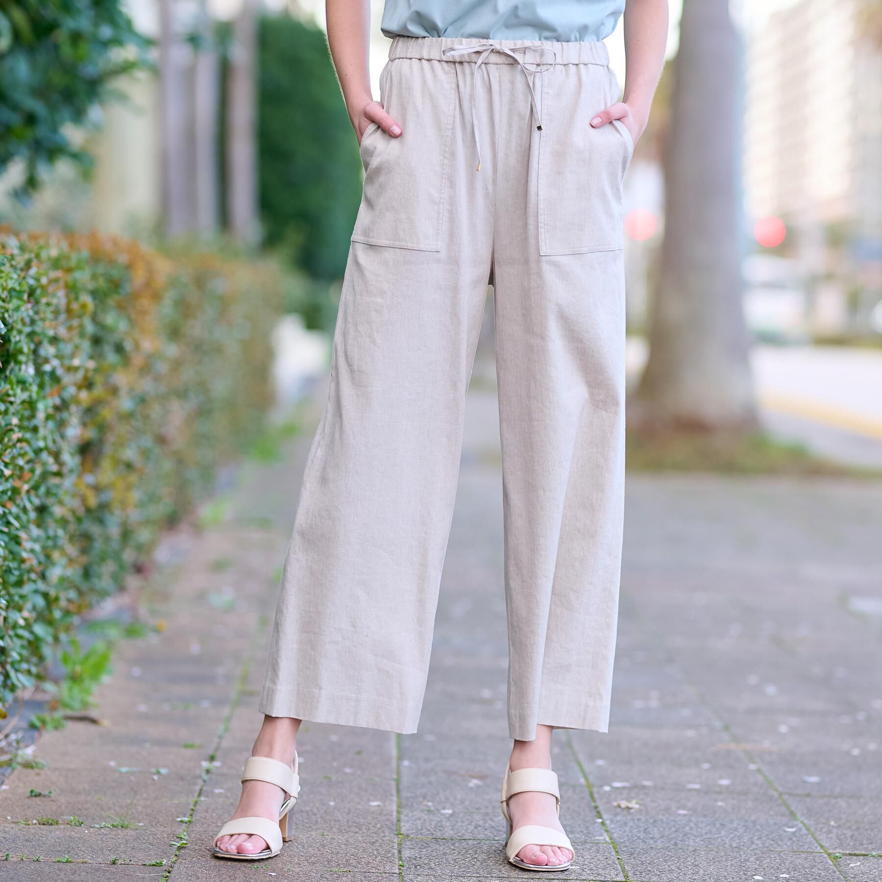 DRESSTERIOR「【接触冷感/洗える/ウエストゴム】ウォッシャブルリネンイージーワイドパンツ」|その他|