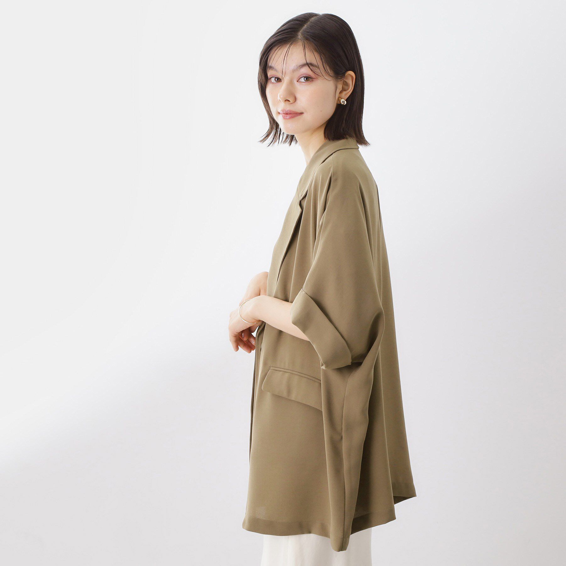 THE SHOP TK「ドルマン半袖ジャケット【洗える】」|テーラードジャケット|