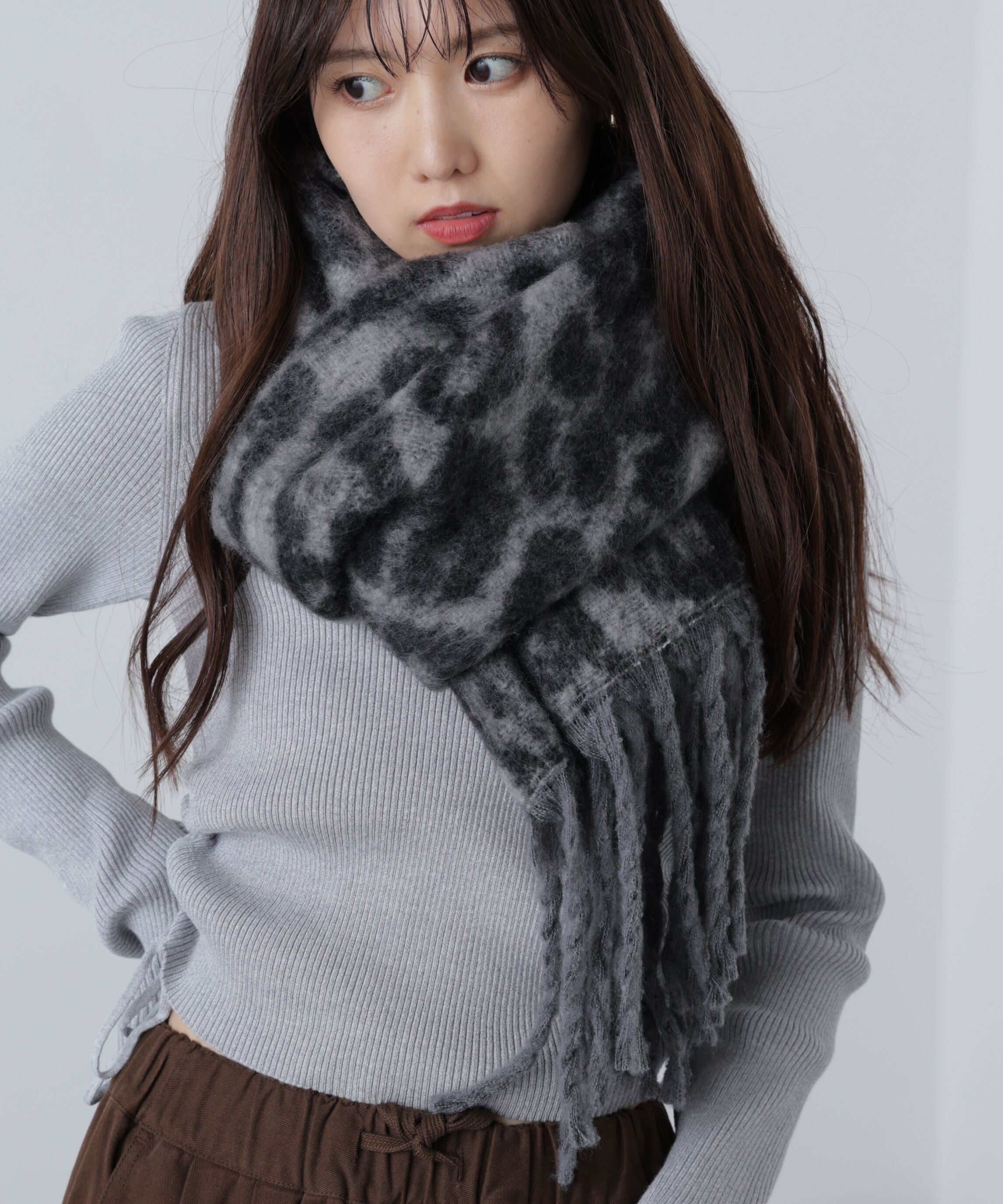  「ヒョウ柄大判ストール」|ソックス|