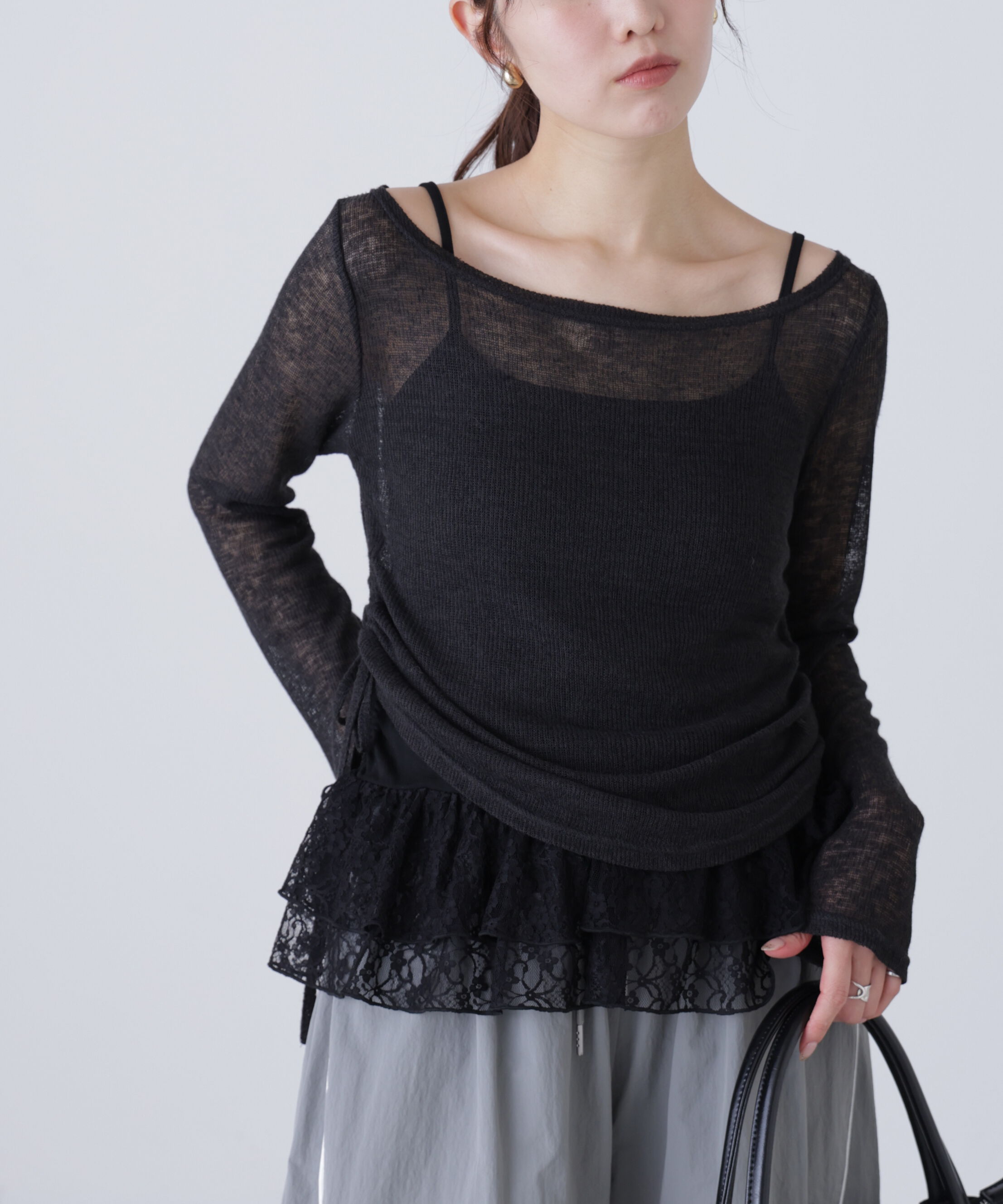  「メランジドロストレースティアードキャミセット」|Tシャツ・カットソー|