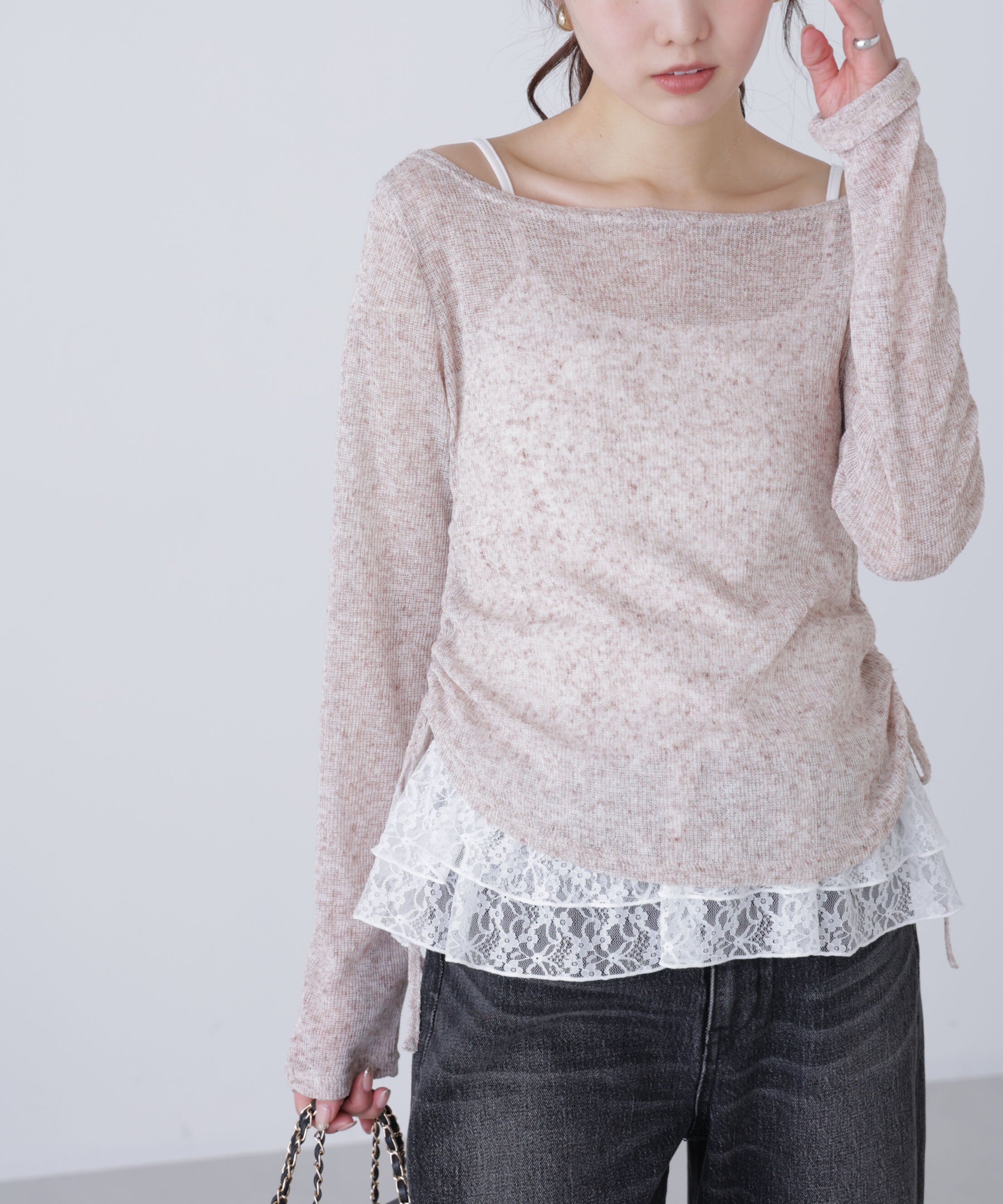  「メランジドロストレースティアードキャミセット」|Tシャツ・カットソー|