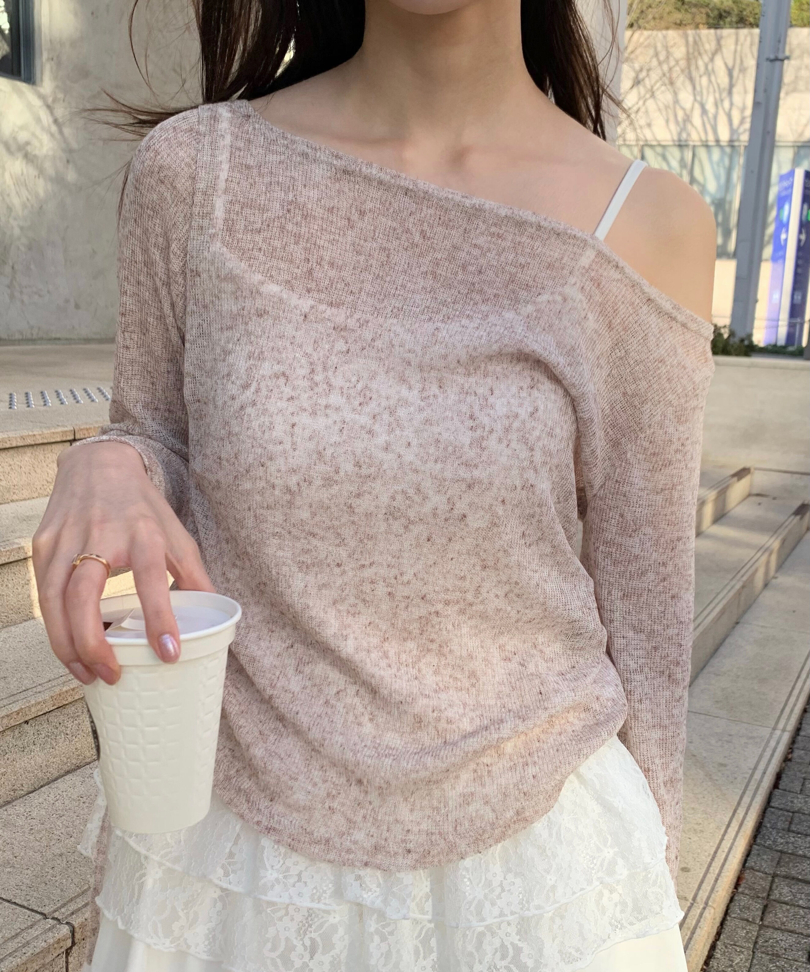  「メランジドロストレースティアードキャミセット」|Tシャツ・カットソー|