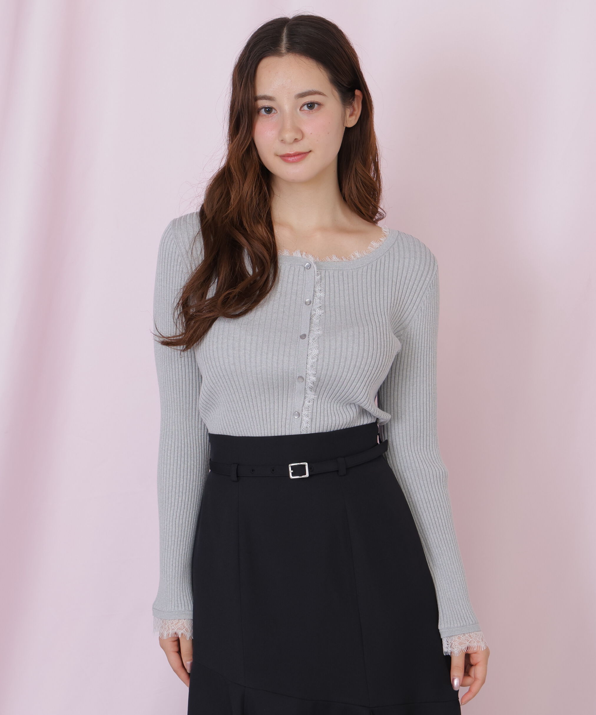  「レーストリミングリブニット」|ニット・セーター|