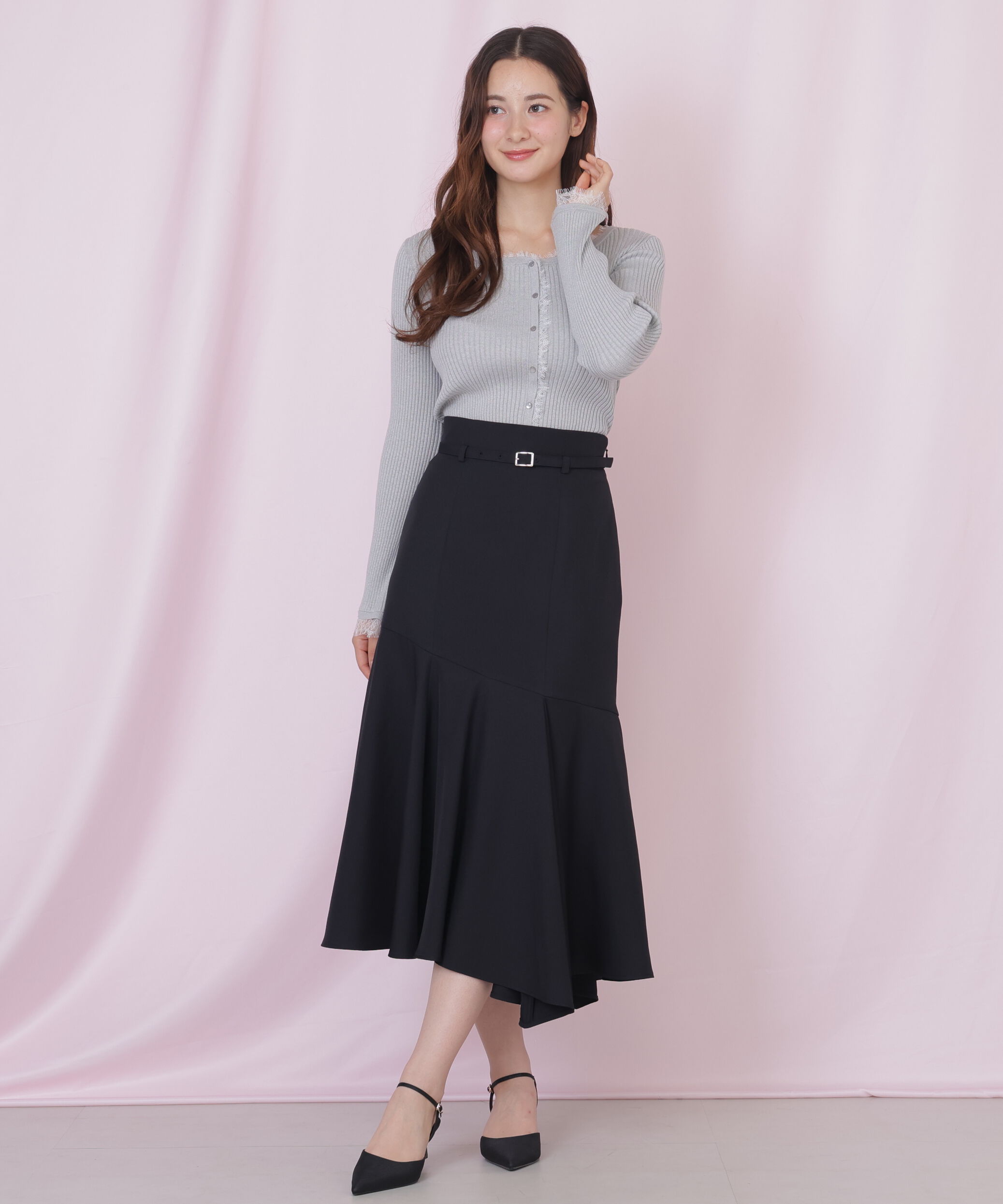  「レーストリミングリブニット」|ニット・セーター|