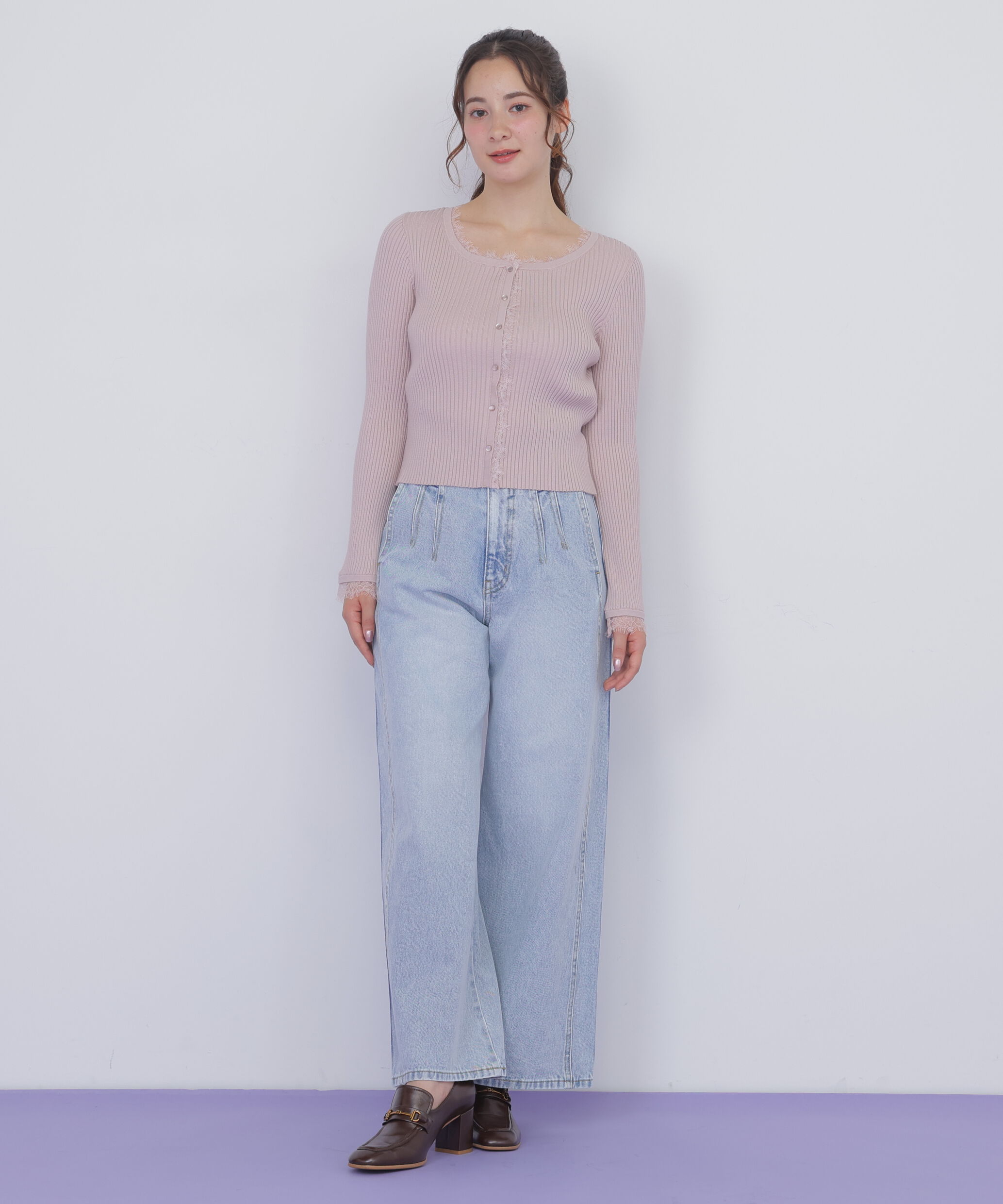  「レーストリミングリブニット」|ニット・セーター|