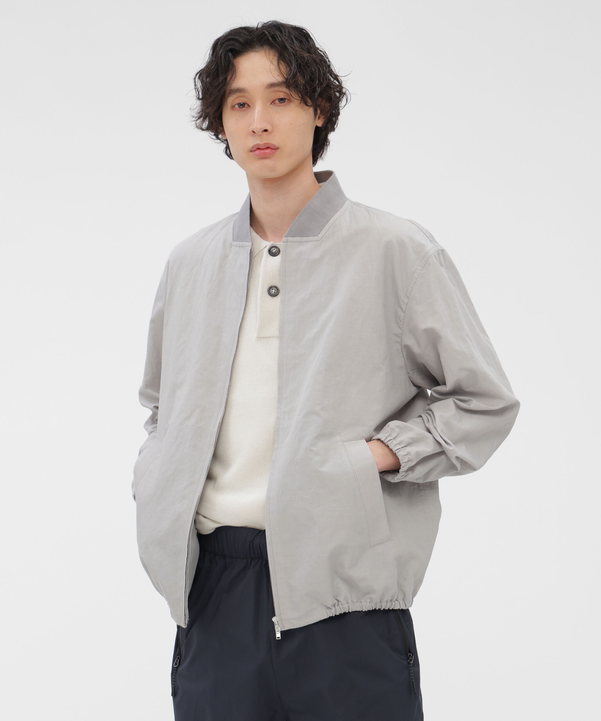MARGARET HOWELL「COTTON RAMIE POPLIN BLOUSON」|ブルゾン・スタジャン|GREY