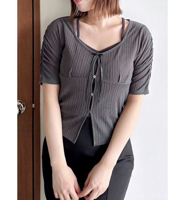 dazzlin「カーデタイトリボンカットトップス」|Tシャツ・カットソー|