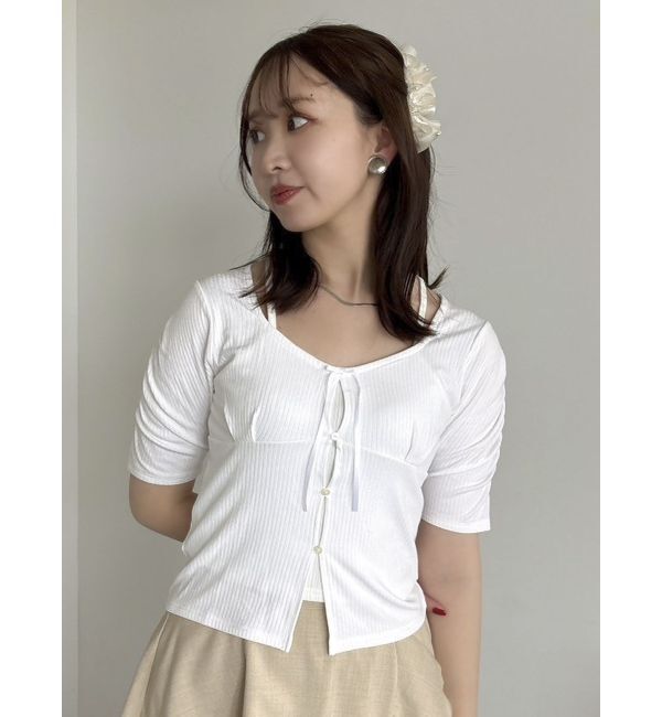 dazzlin「カーデタイトリボンカットトップス」|Tシャツ・カットソー|