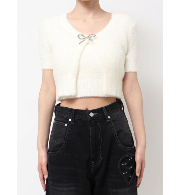 EMODA「リボンチャームシャギーツインニット」|ニット・セーター|アイボリー