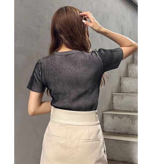 MURUA「バイカラーロゴハーフニット」|ニット・セーター|