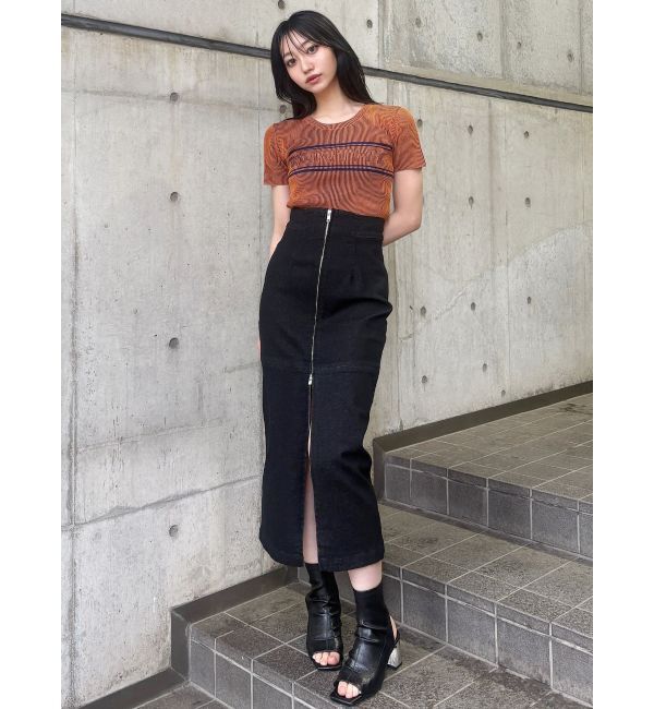 MURUA「バイカラーロゴハーフニット」|ニット・セーター|