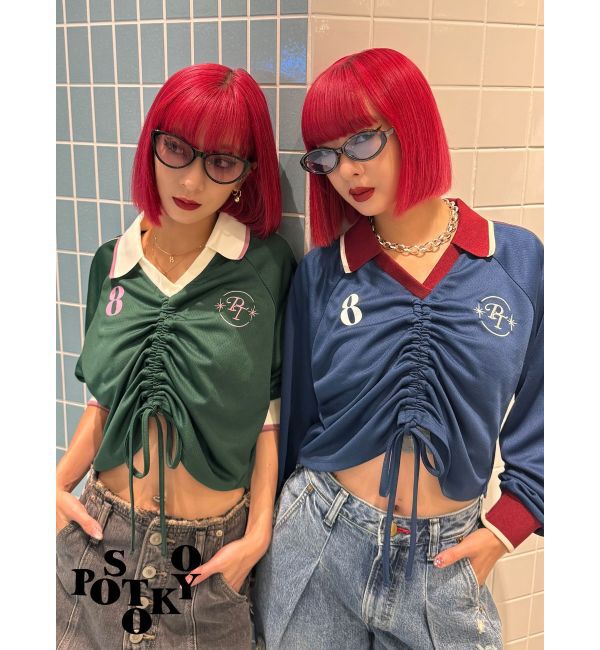 jouetie「【Something &times;PosTokyo】Front gather Sporty Tops」|Tシャツ・カットソー|