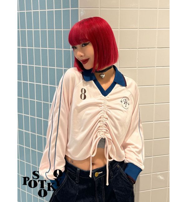 jouetie「【Something &times;PosTokyo】Front gather Sporty Tops」|Tシャツ・カットソー|