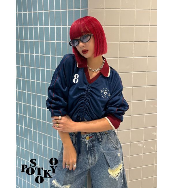 jouetie「【Something &times;PosTokyo】Front gather Sporty Tops」|Tシャツ・カットソー|