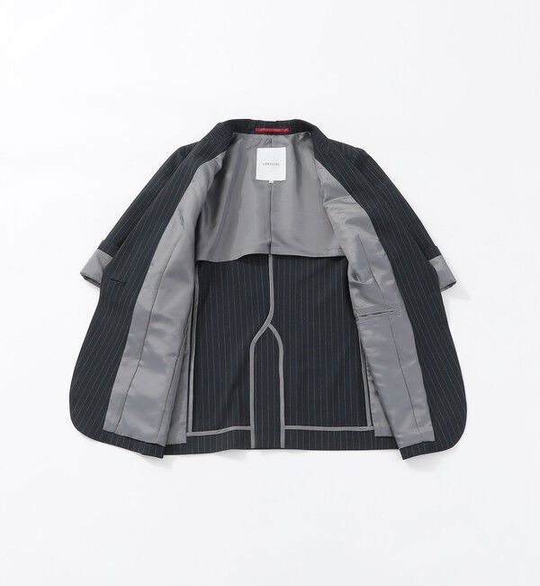  「ウォッシャブルストライプハーフスリーブジャケット」|テーラードジャケット|